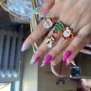 Trendy Christmas Ring Set Christmas Tree Antler for Women Gift Jewelry Christmas